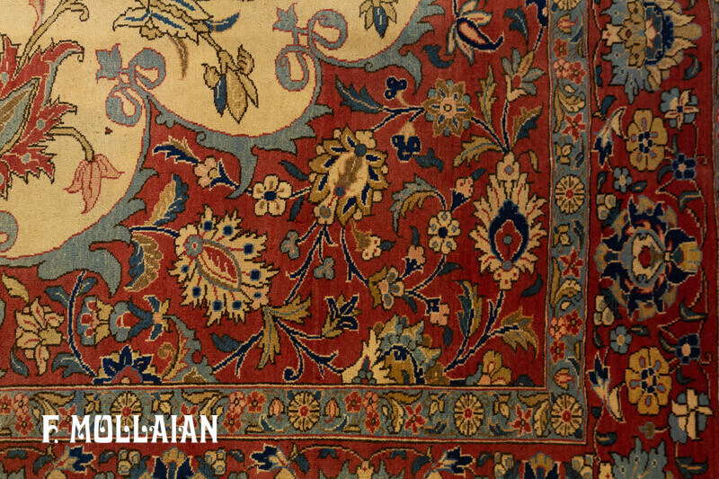 فرش آنتیک ایرانی تهران طرح زمینه محرابی کد:۲۹۶۰۰۵۱۶